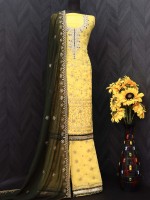 Yellow Faux Georgette Plazzo Suit